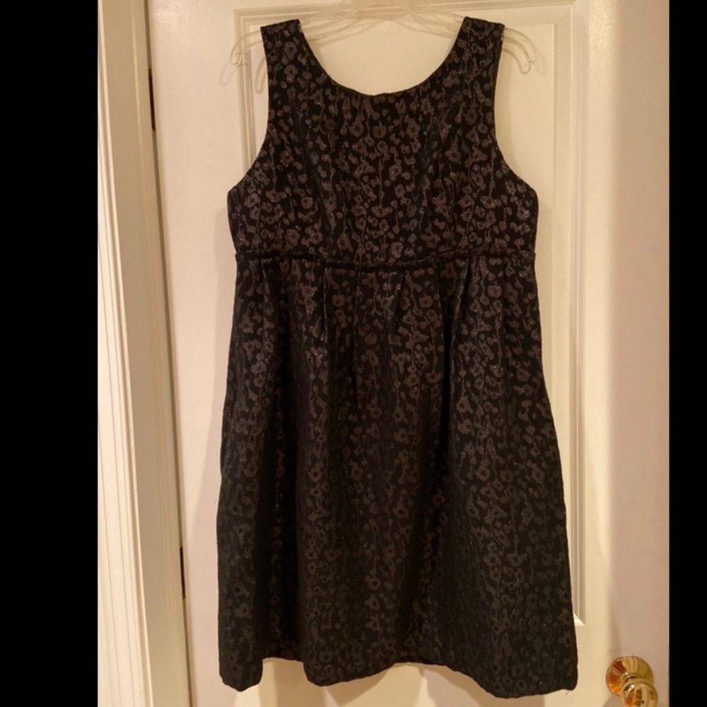 Black silver leopard babydoll dress w/pockets 14